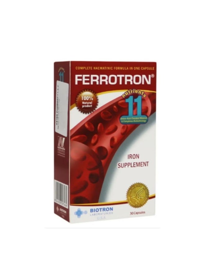 Biotron Ferrotron Iron Supplement Capsules, 30 Count