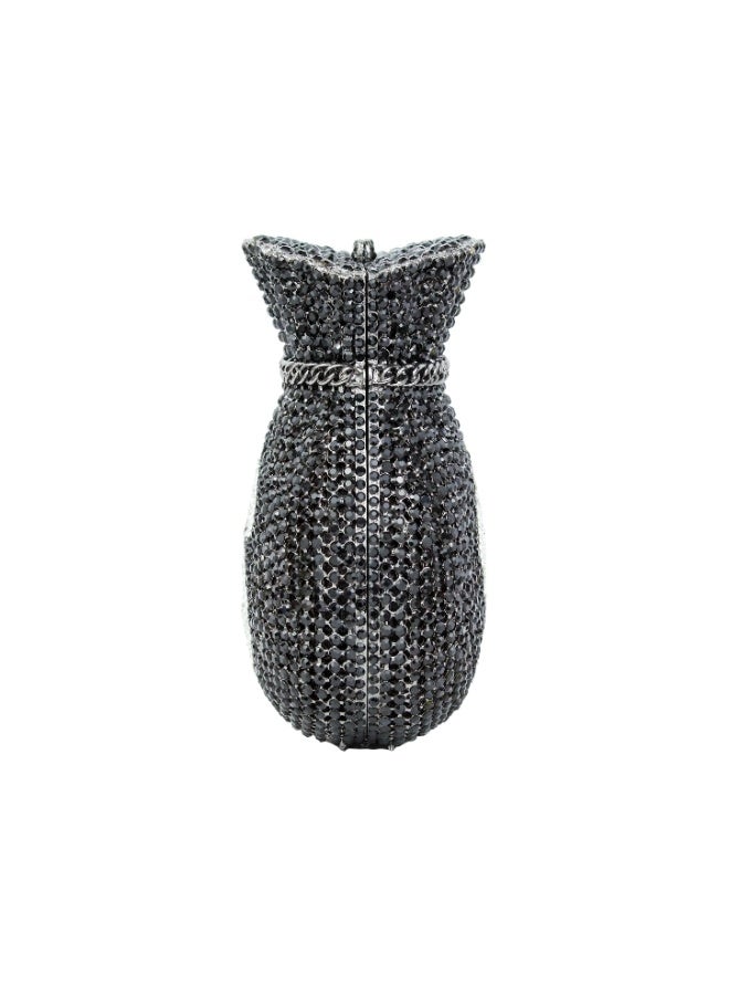 Dollar's Crystal Evening Purse for Women CP64, Rhinestone Metal Handbag, Party Wedding Bridal Bag, Sparkling Mini Handheld Clutch, Formal Occasion Evening Bag with Secure Closure (Black) - Image 2