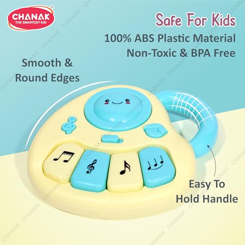 Chanak Baby Piano Musical Infant Toy 4 Key Nodes with 31 Music melodies Includes Learning Numbers & Shapes, Flashing Lights Early Learning Baby Tiny Tunes for Boys Girls, 6 to 12 Months (Yellow/Blue) - Image 2