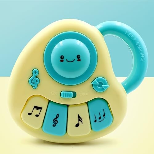 Chanak Baby Piano Musical Infant Toy 4 Key Nodes with 31 Music melodies Includes Learning Numbers & Shapes, Flashing Lights Early Learning Baby Tiny Tunes for Boys Girls, 6 to 12 Months (Yellow/Blue) - Image 1