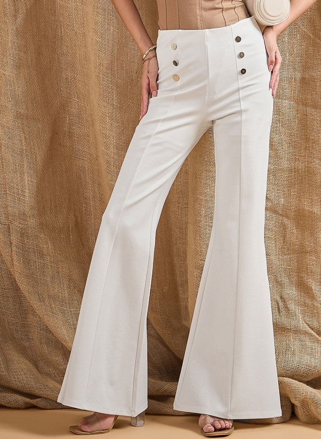 SASSAFRAS Smart Flared High-Rise Trousers for Women - Image 4