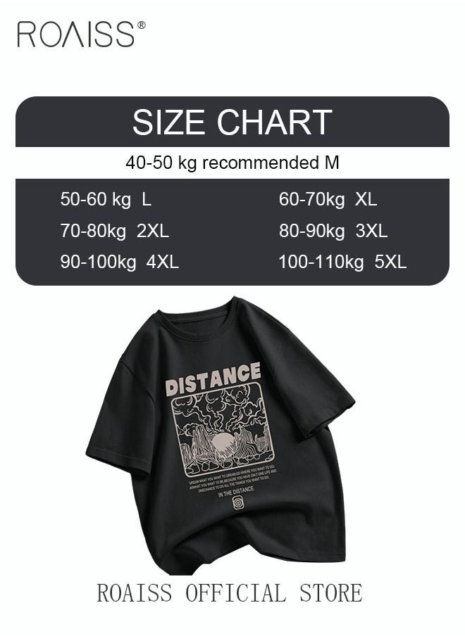 roaiss - 2Pcs Man's T-shirt Loose Version Trendy All-Match Pattern Printing Short Sleeves - Image 1