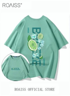 roaiss 2Pcs Man's T-shirt Loose Version Trendy All-Match Pattern Printing Short Sleeves  - Image 5