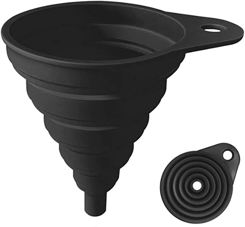 ELECDON Kitchen Funnel, Food Grade Silicone Collapsible Kitchen Funnel, Food Grade Funnels for Filling Bottles, Powder Transfer, Large Wide Mouth Canning Funnel, Small Funnel, Kitchen Gadgets (Black) - Image 1