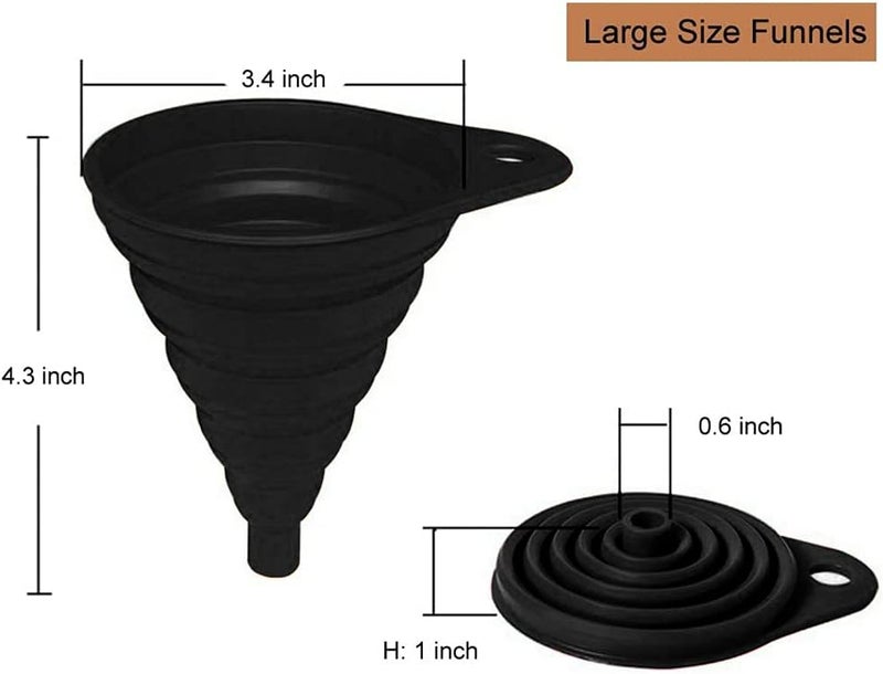 ELECDON Kitchen Funnel, Food Grade Silicone Collapsible Kitchen Funnel, Food Grade Funnels for Filling Bottles, Powder Transfer, Large Wide Mouth Canning Funnel, Small Funnel, Kitchen Gadgets (Black) - Image 5