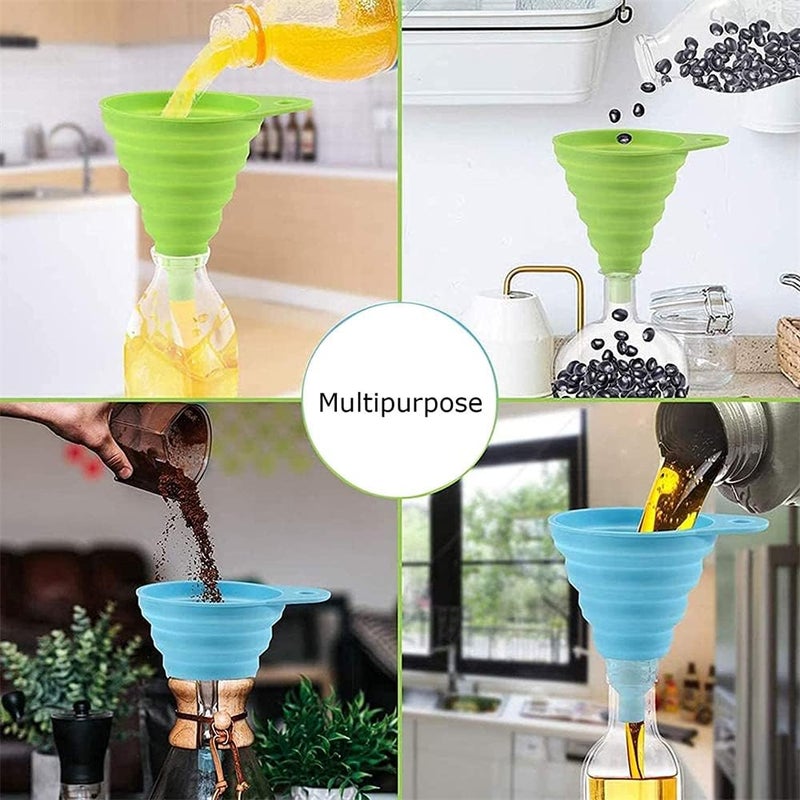 ELECDON Kitchen Funnel, Food Grade Silicone Collapsible Kitchen Funnel, Food Grade Funnels for Filling Bottles, Powder Transfer, Large Wide Mouth Canning Funnel, Small Funnel, Kitchen Gadgets (Black) - Image 4