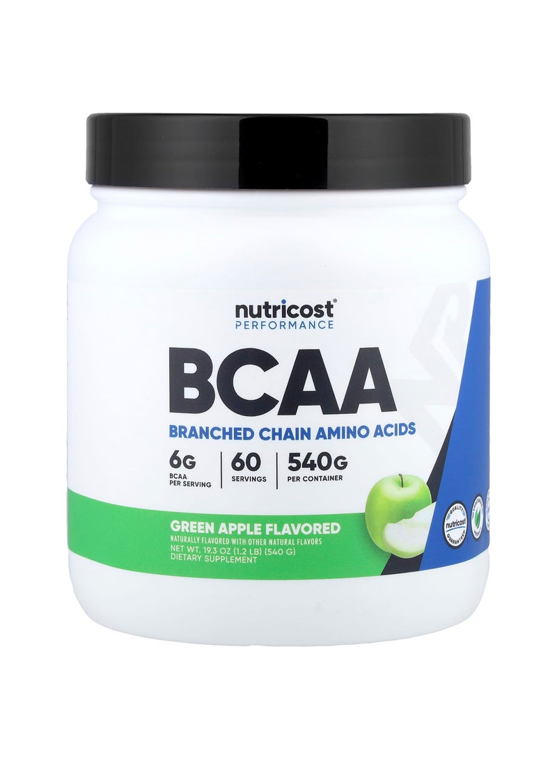 Nutricost Performance, BCAA, Green Apple , 1.2 lb (540 g)