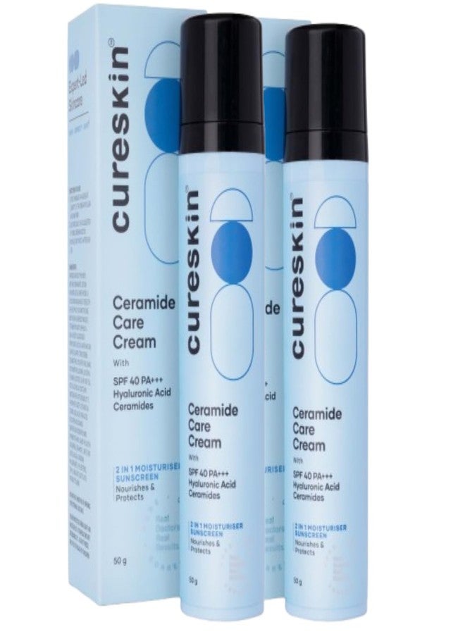 Cureskin Ceramide Moisturizer SPF 40 PA+++ Skin Barrier Repair Face Moisturizer for Men and Women | Hyaluronic Acid Moisturizer for Face | Anti Aging Cream for Women and Men, 1.76 Ounce (Pack of 2 - Image 1