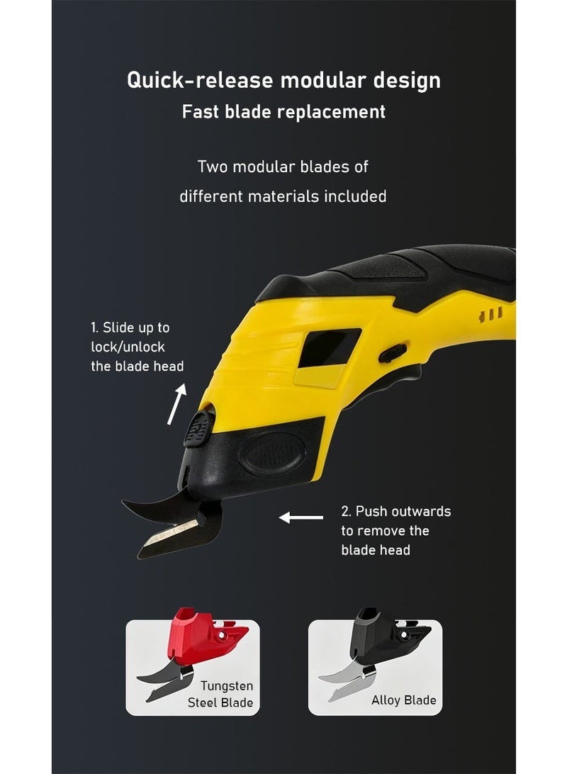 Cordless Electric Fabric Scissors 2500mAh – Rechargeable & Plug-in Dual Use, 15000RPM Heavy Duty Cloth Leather Carpet Cutter - Image 3