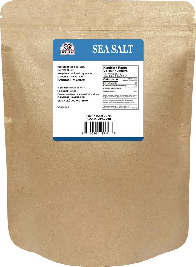 52USA Sea Salt, 2lb - 32oz (1 Pack), Coarse Grain, Salt Grinder Refill, Perfect Coarse Sea Salt For Cooking, All Natural Sea Salt - Image 2