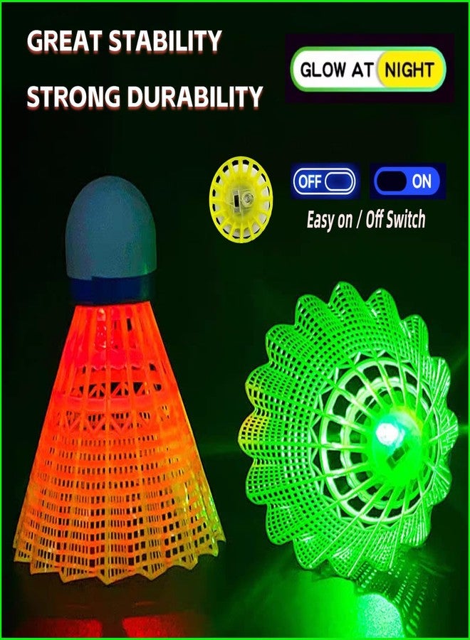 ZHENAN LED Badminton Shuttlecocks,Colourful Lighting Badminton Birdies,Plastic Nylon Shuttlecock,Glow in The Dark Birdie Balls for Outdoor Indoor Sport Activities (Nylon_4pcs) - Image 2