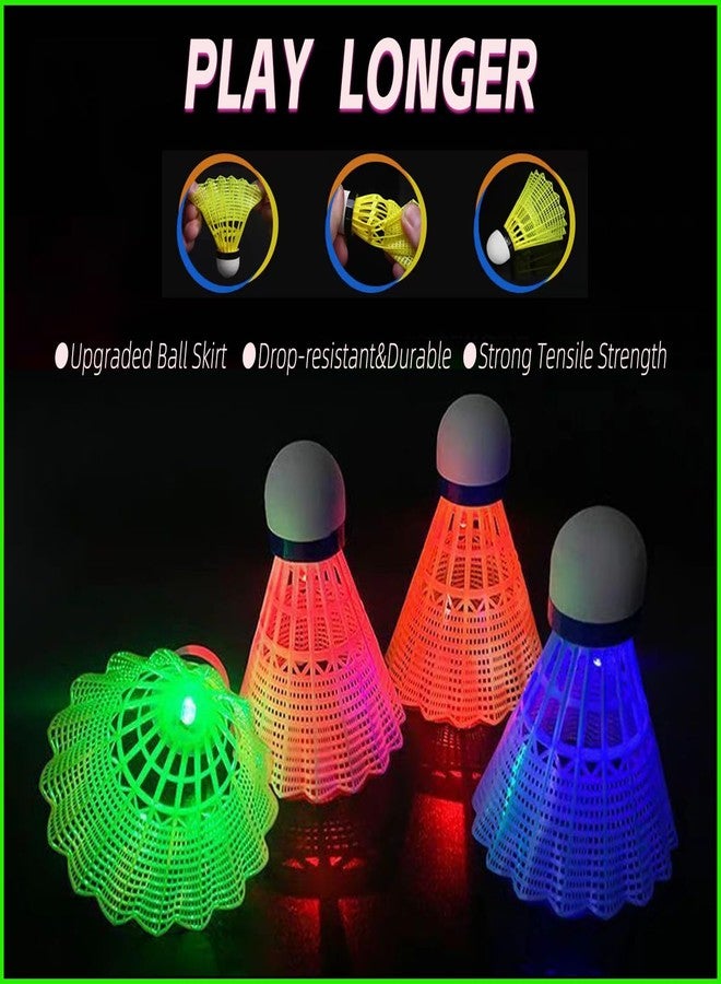 ZHENAN LED Badminton Shuttlecocks,Colourful Lighting Badminton Birdies,Plastic Nylon Shuttlecock,Glow in The Dark Birdie Balls for Outdoor Indoor Sport Activities (Nylon_4pcs) - Image 3