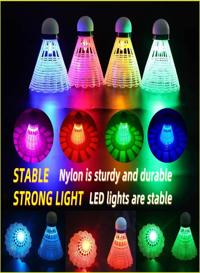 ZHENAN LED Badminton Shuttlecocks,Colourful Lighting Badminton Birdies,Plastic Nylon Shuttlecock,Glow in The Dark Birdie Balls for Outdoor Indoor Sport Activities (Nylon_4pcs) - Image 5