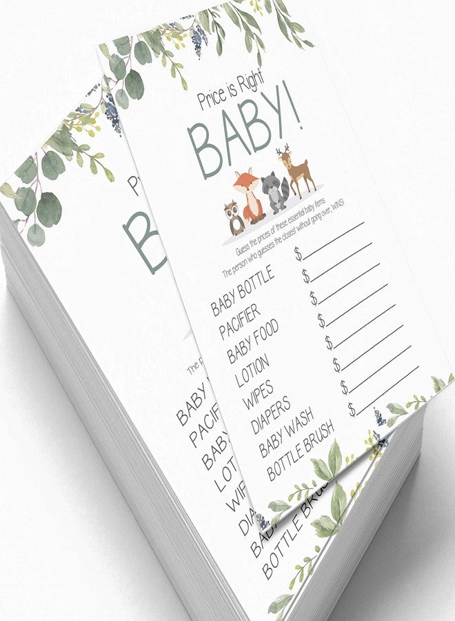 Inkdotpot If The Price is Right Baby Shower Game Card of 50 Gender Neutral Greenery & Animals Baby Shower Party Idea - Image 3