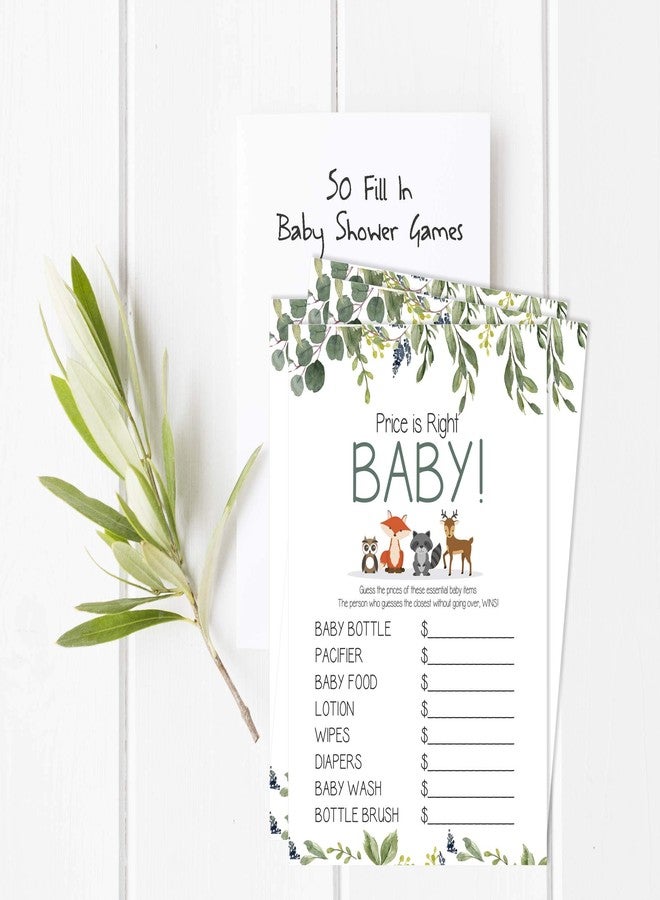 Inkdotpot If The Price is Right Baby Shower Game Card of 50 Gender Neutral Greenery & Animals Baby Shower Party Idea - Image 2