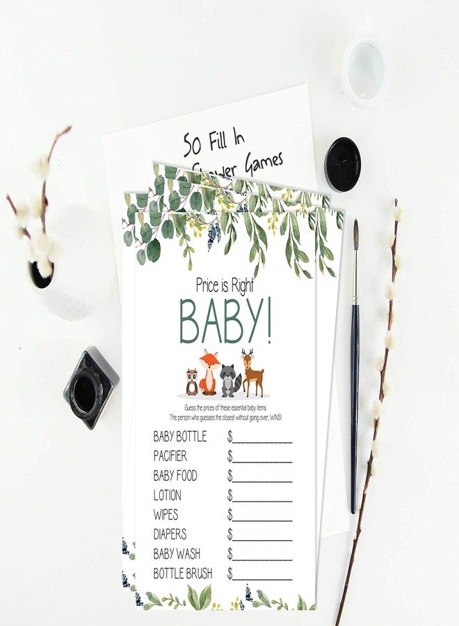 Inkdotpot If The Price is Right Baby Shower Game Card of 50 Gender Neutral Greenery & Animals Baby Shower Party Idea - Image 4