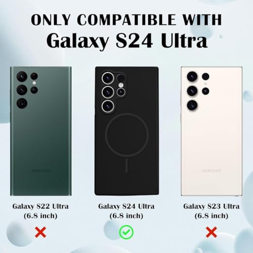 mobistyle Magnetic Silicone Back Cover for Samsung Galaxy S24 Ultra 6.8-Inch, Compatible with Mag-Safe, Silky Soft Touch, Shock Absorbing Phone Cover with Camera Lens Protection (Black) - Image 4