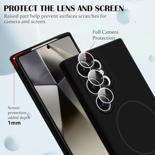 mobistyle Magnetic Silicone Back Cover for Samsung Galaxy S24 Ultra 6.8-Inch, Compatible with Mag-Safe, Silky Soft Touch, Shock Absorbing Phone Cover with Camera Lens Protection (Black) - Image 3