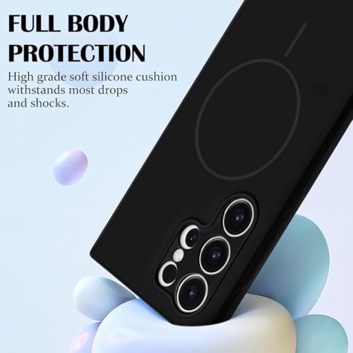mobistyle Magnetic Silicone Back Cover for Samsung Galaxy S24 Ultra 6.8-Inch, Compatible with Mag-Safe, Silky Soft Touch, Shock Absorbing Phone Cover with Camera Lens Protection (Black) - Image 2