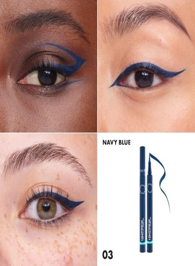 SEPHORA COLLECTION 12h Intense Ink Classic Line - Precise, Intense Felt-Tip Eyeliner 03 Navy Blue - Matte Navy Blue 1ml - Image 2