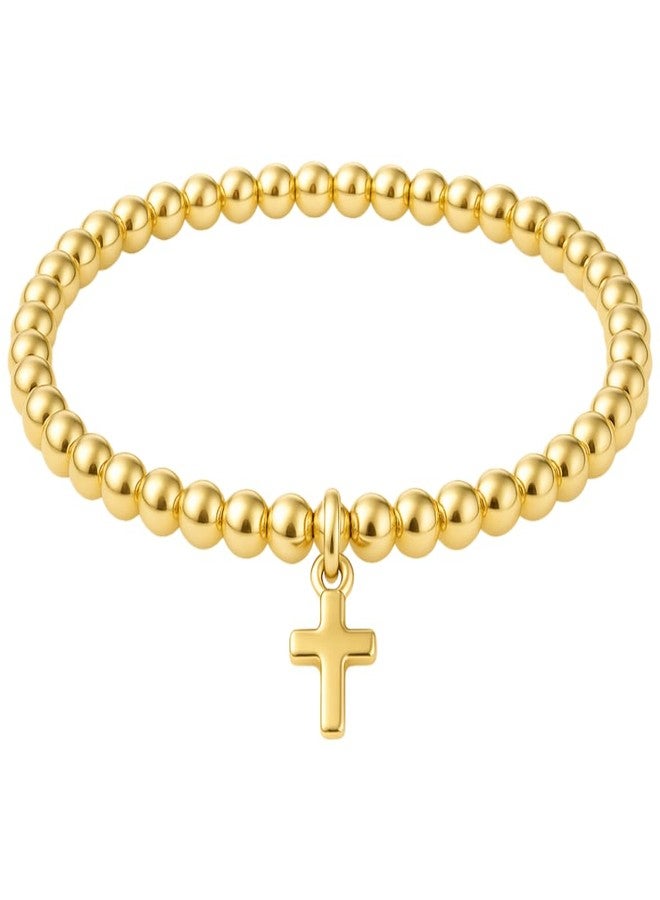 Glowave Cross Bracelet for Women, Beaded Christian Bracelets Gold, Christian Jewelry Gifts for Women - Image 1