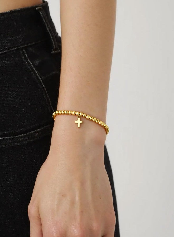 Glowave Cross Bracelet for Women, Beaded Christian Bracelets Gold, Christian Jewelry Gifts for Women - Image 2