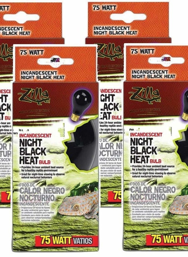 Zilla 4 Pack Night Black Incandescent Heat Bulbs, 75 Watts