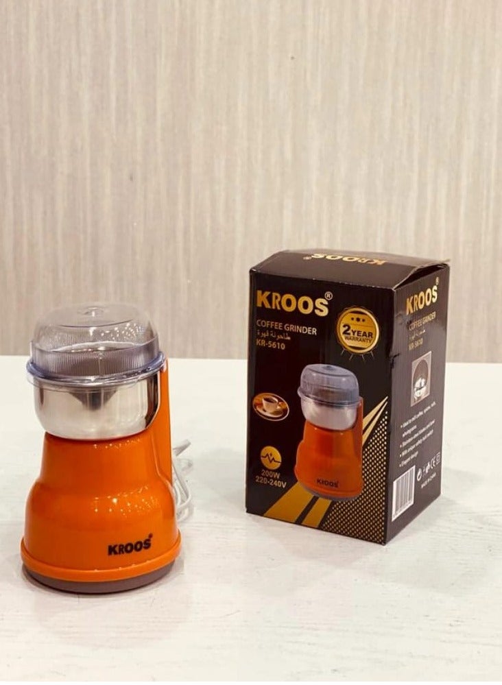 كروس مطحنة القهوة وجميع أنواع الحبوب كهربائية عالية الأداء ، طحن ناعم وسريع لجميع أنواع الحبوب بقدرة 200 واط ومديل KR-5610 - Image 1