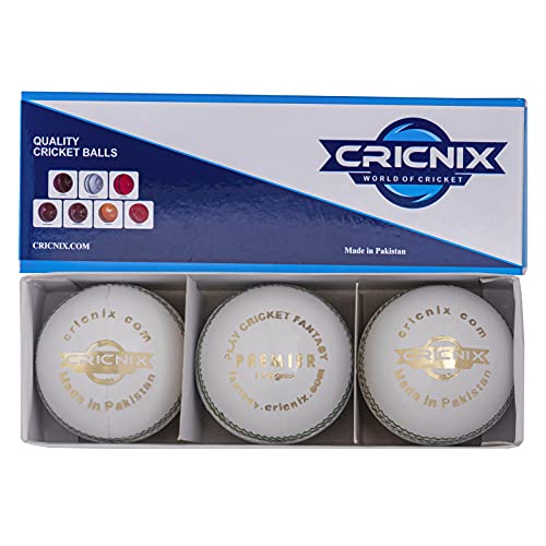 Cricnix Cricket Ball Premier White Leather 5.5oz (1-Pack) for Seniors Match - Image 4