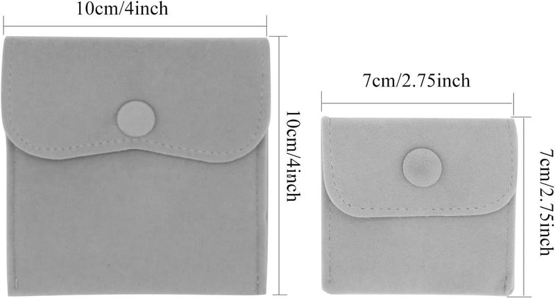 Hsiwto Pack of 10 Velvet Jewelry Pouch Storage Bags Portable Jewelry Gift Bag With Snap Button, Small Gray - Image 2