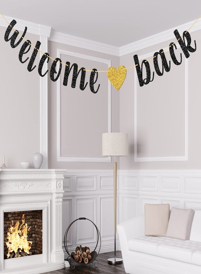 WeBenison Welcome Back Banner, Returning Home Party Supplies, Happy Retirement Sign, Welcome Home Theme, Back to School Party Decorations Black Glitter - Image 4