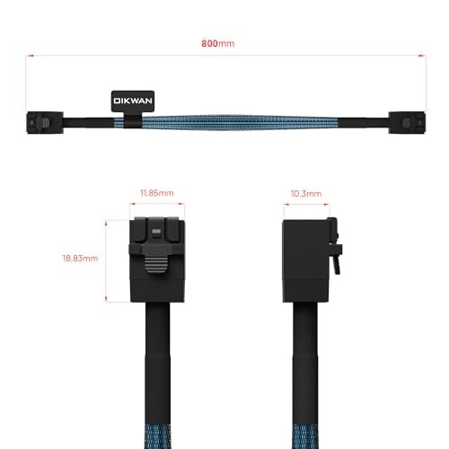 OIKWAN 2 Pack 12G Internal Mini SAS HD SFF-8643 to SFF-8643 Cable, 0.8-Meter(2.6ft) - Image 4