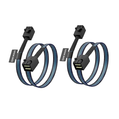 OIKWAN 2 Pack 12G Internal Mini SAS HD SFF-8643 to SFF-8643 Cable, 0.8-Meter(2.6ft) - Image 1