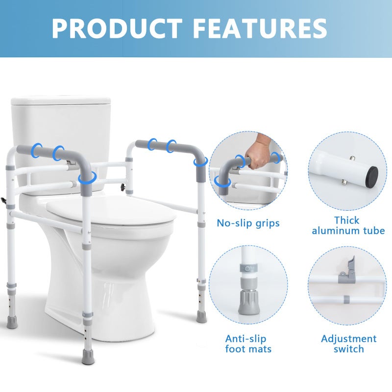 WeHwupe Toilet Rails - Toilet Safety Rail for Elderly Adults - Adjustable Bathroom Toilet Handles - Toilet Safety Frame & Rails - Toilet Grab Bars for Senior, Handicap & Disabled,Fits Most Toilets - Image 4