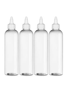 BRIGHTFROM BRIGHTFROM Twist Top Applicator Bottles, Clear 8 OZ BPA-Free Plastic, Empty, Squeeze, Refillable - Open/Close Nozzle - Multi Purpose (Pack of 4)  - Image 1