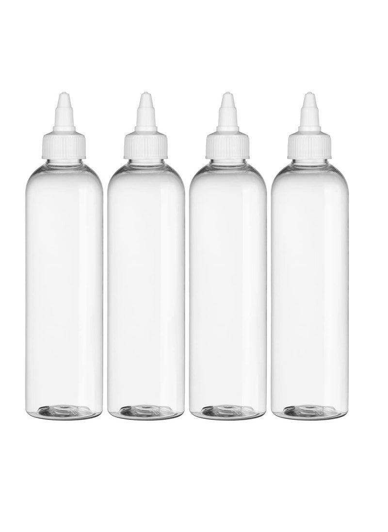 BRIGHTFROM - BRIGHTFROM Twist Top Applicator Bottles, Clear 8 OZ BPA-Free Plastic, Empty, Squeeze, Refillable - Open/Close Nozzle - Multi Purpose (Pack of 4) - Image 1