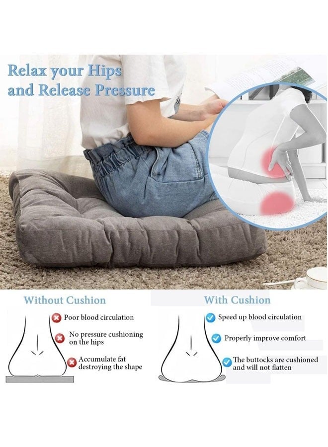 Optico Chair Pads Seat Cushion with Ties, Square Chair Seat Pads Sofa Pillows Cashmere Meditation Pillow Thicken Tatami Floor Cushion Sofa Chair Pads Car Seat Cushion for Office Yoga - Image 2
