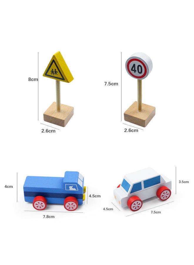 Montessori Teaching Aids Beech Pine Traffic Sign Light Building Blocks Safety Cognitive Game Road Signs Children's Wooden Educational Toys-Color:Color Boxed Pine  - Image 5
