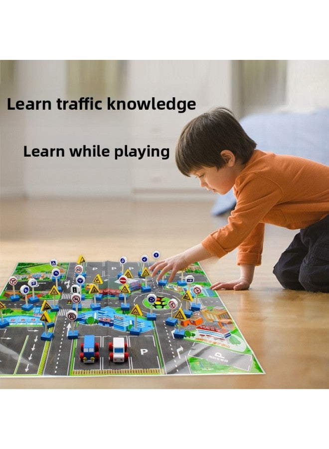Montessori Teaching Aids Beech Pine Traffic Sign Light Building Blocks Safety Cognitive Game Road Signs Children's Wooden Educational Toys-Color:Color Boxed Pine  - Image 4