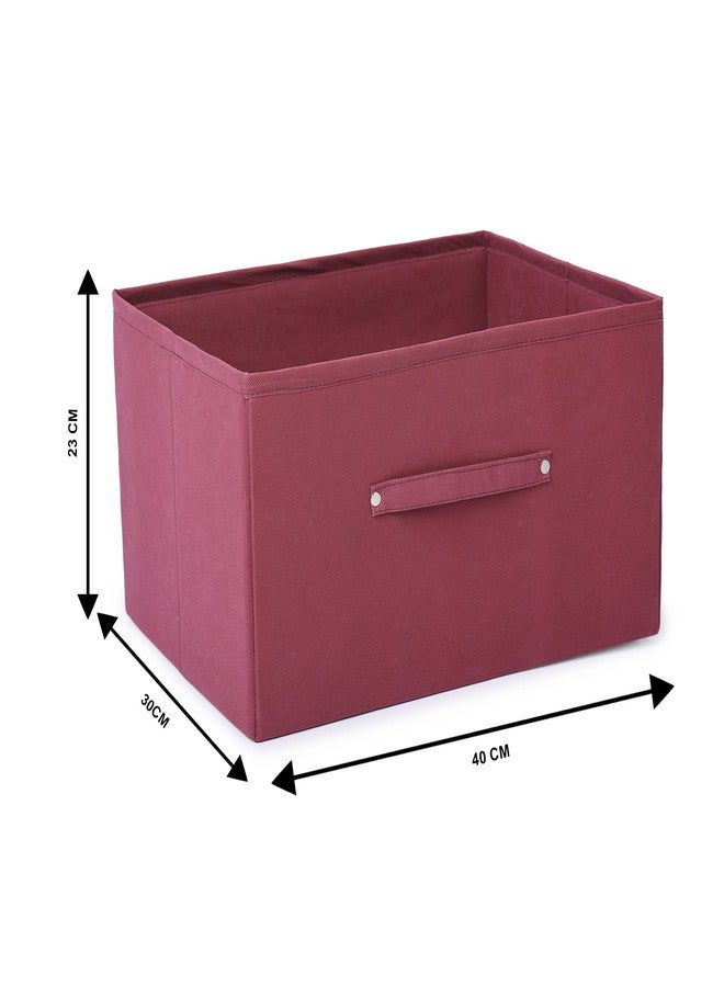 SHREY CREATION Foldable Clothes Storage Box – Large Capacity Fabric Organizer for Wardrobe, Closet Under Bed | Non Woven Storage Bins Basket with Handles for Clothes, Toys (Mehroon, Pack Of 1) - Image 4