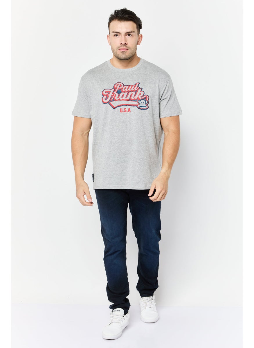 Paul Frank - Men Crew Neck Short Sleeves Graphic Print T-Shirt, Grey - Image 1
