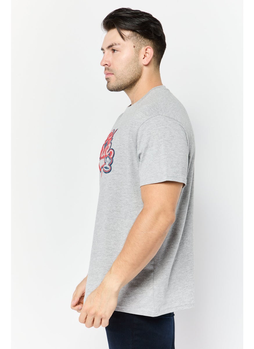 Paul Frank - Men Crew Neck Short Sleeves Graphic Print T-Shirt, Grey - Image 1