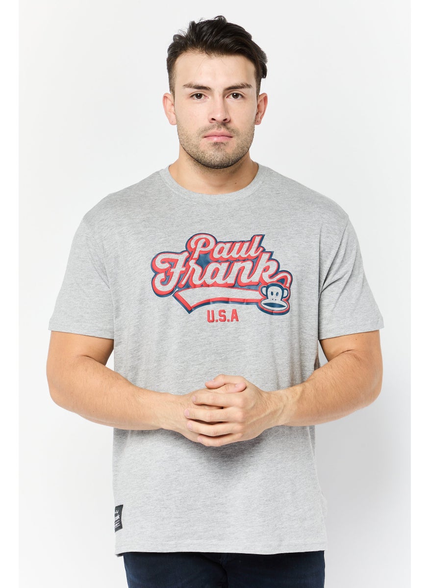Paul Frank - Men Crew Neck Short Sleeves Graphic Print T-Shirt, Grey - Image 1