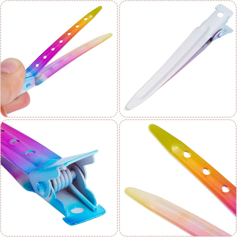 Bantoye 24 Packs Duck Bill Clips, 2.75 Inches Rustproof Metal Alligator Curl Clips with Holes for Hair Styling, Hair Coloring, Gradient Rainbow - Image 3