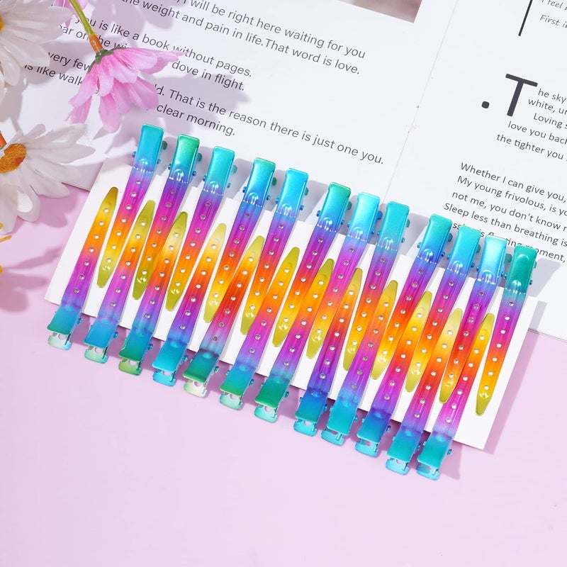 Bantoye 24 Packs Duck Bill Clips, 2.75 Inches Rustproof Metal Alligator Curl Clips with Holes for Hair Styling, Hair Coloring, Gradient Rainbow - Image 4