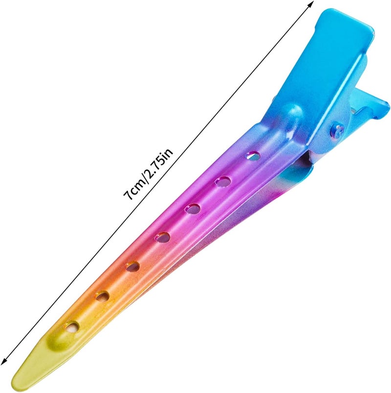 Bantoye 24 Packs Duck Bill Clips, 2.75 Inches Rustproof Metal Alligator Curl Clips with Holes for Hair Styling, Hair Coloring, Gradient Rainbow - Image 2