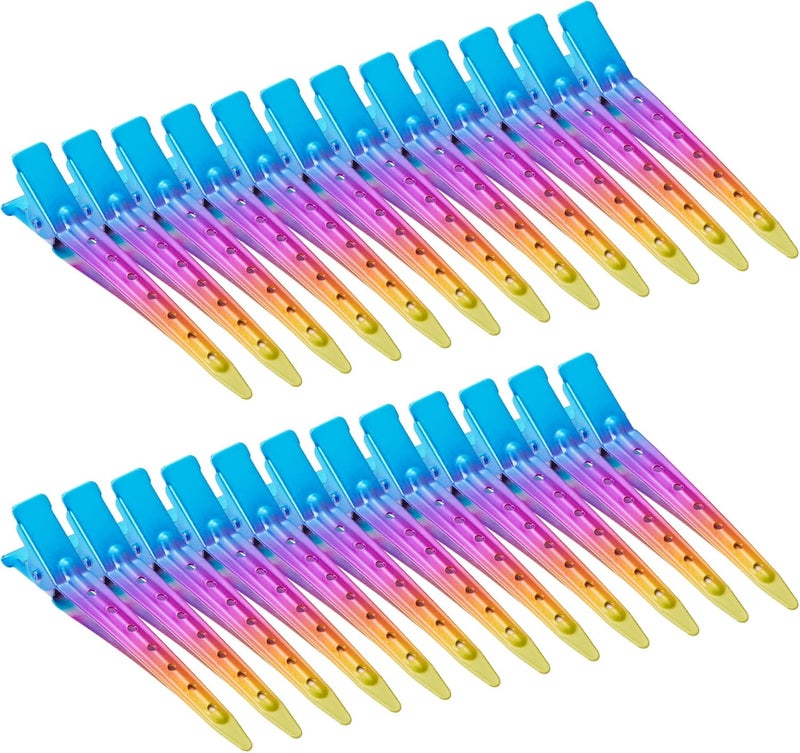 Bantoye 24 Packs Duck Bill Clips, 2.75 Inches Rustproof Metal Alligator Curl Clips with Holes for Hair Styling, Hair Coloring, Gradient Rainbow - Image 1