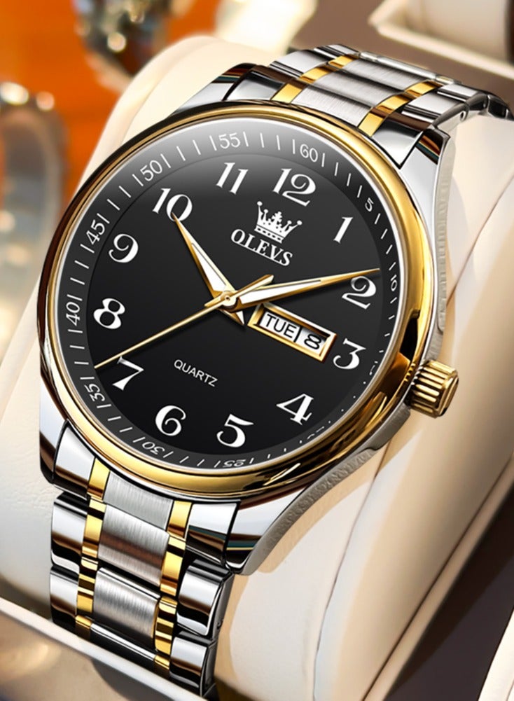أوليفز ساعة OLEVS الكلاسيكية للأعمال كوارتز للرجال بمينا رقمية لعرض التاريخ والأسبوع وساعة مضيئة مقاومة للماء للرجال - Image 3