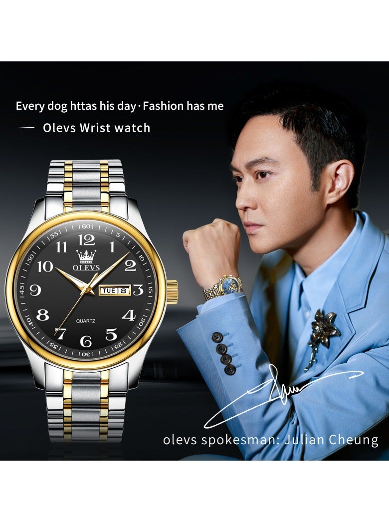 أوليفز ساعة OLEVS الكلاسيكية للأعمال كوارتز للرجال بمينا رقمية لعرض التاريخ والأسبوع وساعة مضيئة مقاومة للماء للرجال - Image 4