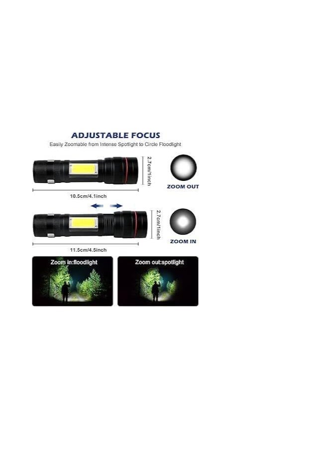 Generic - High-Brightness LED Flashlight – Rechargeable with 6 Modes, COB Work Light, Zoomable, and Waterproof for Camping & Emergencies - Image 1